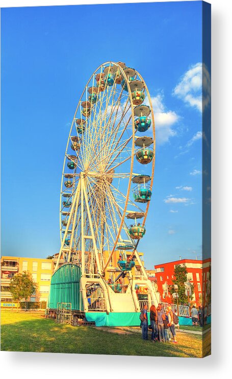 Action Acrylic Print featuring the photograph A Big Ferris Wheel On A Carnival by Gina Koch