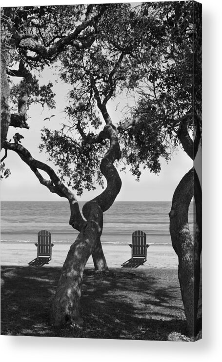 Seascape Acrylic Print featuring the photograph A Day At The Beach BW by Mike McGlothlen