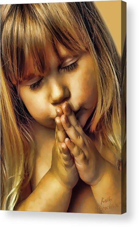 Little Girl Acrylic Print featuring the photograph A Prayer For My Dad by Kathy Tarochione