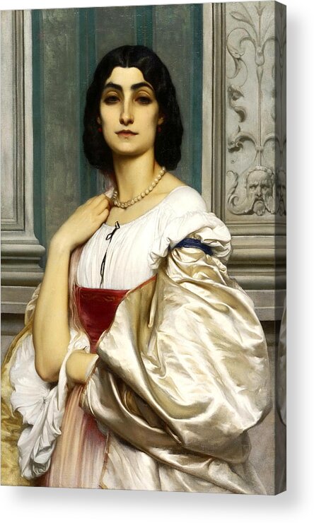 Lord Frederic Leighton Acrylic Print featuring the painting A Roman Lady by Lord Frederic Leighton