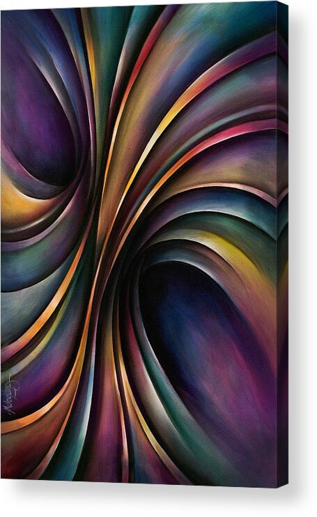 Chromatic Colorful Ribbon Multicolor Acrylic Print featuring the painting Abstract Design 55 by Michael Lang