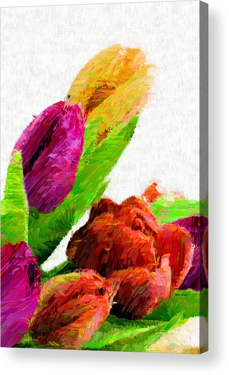 Rafael Salazar Acrylic Print featuring the mixed media Abstract Flower 0722 by Rafael Salazar