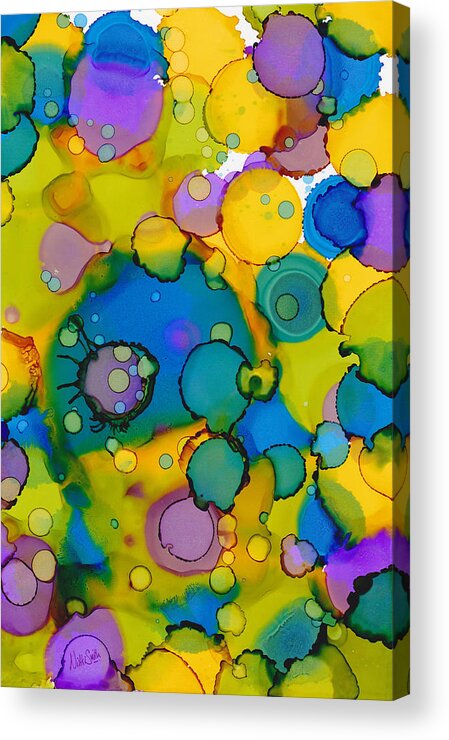 Alcohol Inks Acrylic Print featuring the painting Abstract Microscope Party by Nikki Marie Smith