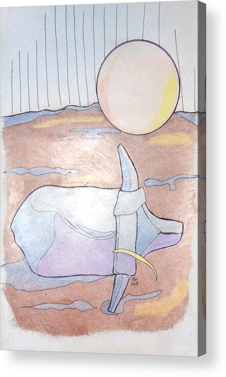 Horse Acrylic Print featuring the drawing After play by Loretta Nash