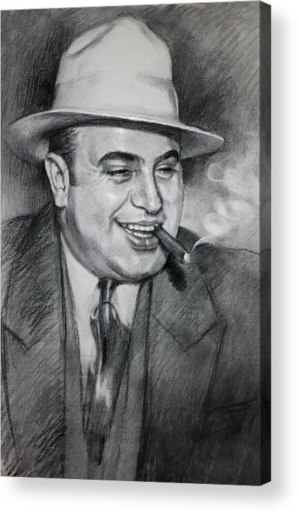 Al Capone Acrylic Print featuring the drawing Al Capone by Ylli Haruni