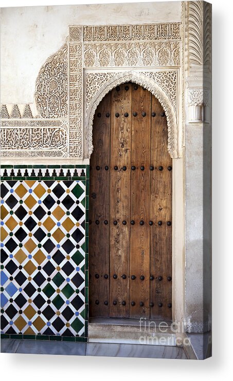 Alhambra Acrylic Print featuring the photograph Alhambra door detail by Jane Rix