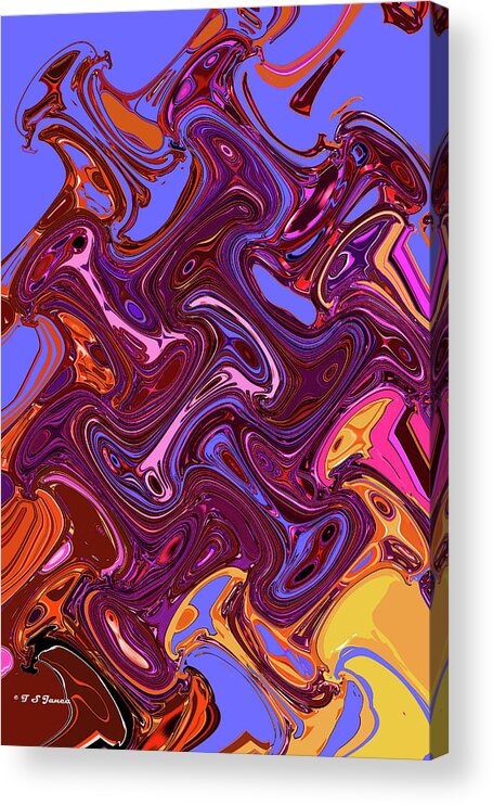 Ally Cats Squabble Abstract Acrylic Print featuring the digital art Ally Cats Squabble Abstract by Tom Janca