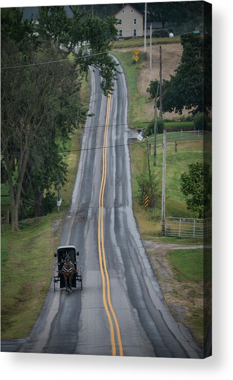 Amish Buggy Acrylic Print featuring the photograph Amish Buggy Strasburg PA by Jim Pearson