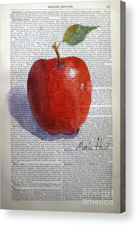 Antique Paper Acrylic Print featuring the painting Kattywompus Apple on Antique Paper by Maria Hunt