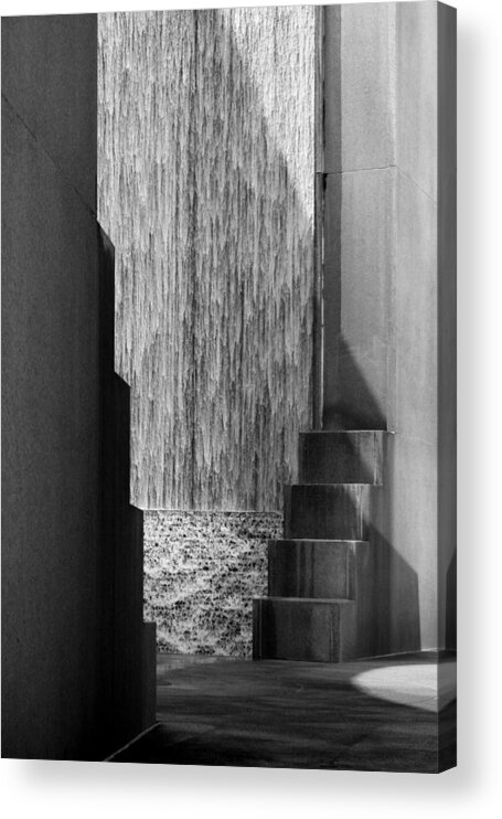 Houstonian Acrylic Print featuring the photograph Architectural Waterfall in Black and White by Angela Rath