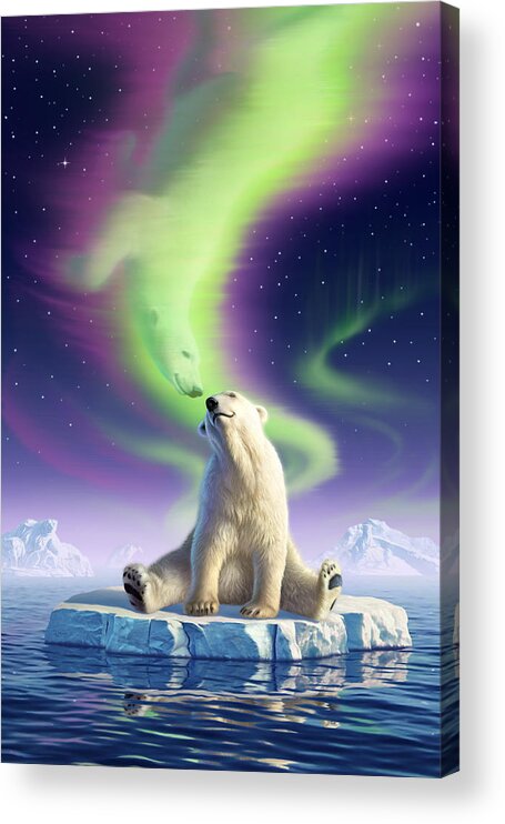 Polar Bear Acrylic Print featuring the digital art Arctic Kiss by Jerry LoFaro