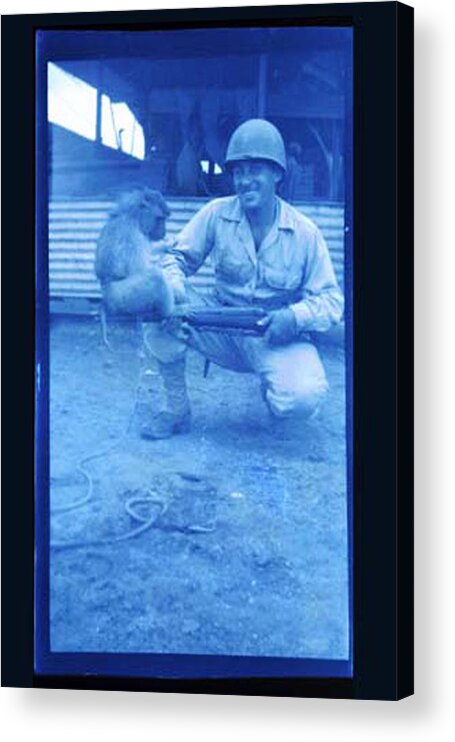 Antiques Acrylic Print featuring the photograph Army Man with Monkey by John Vincent Palozzi