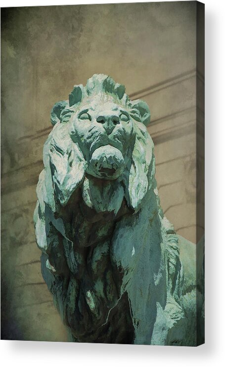 Art Institute Of Chicago Lion Acrylic Print featuring the photograph Art Institute of Chicago Lion by Jemmy Archer