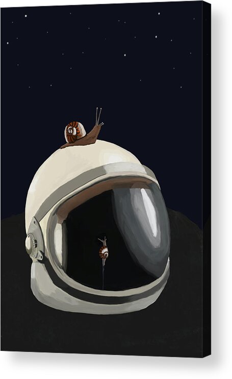 Snails Acrylic Print featuring the digital art Astronaut's helmet by Keshava Shukla