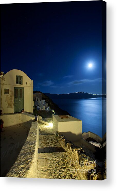 Moon Acrylic Print featuring the photograph At midnight by Aiolos Greek Collections