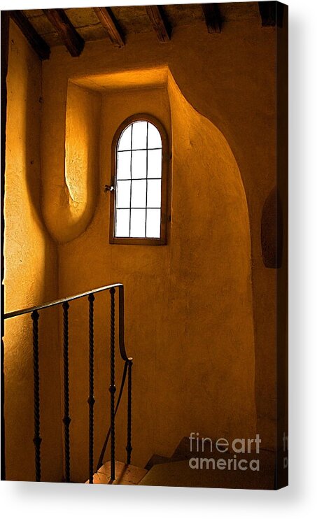 Light Brown Acrylic Print featuring the photograph Attic Stairs-Fiesole St.Francis Monastery by Nicola Fiscarelli