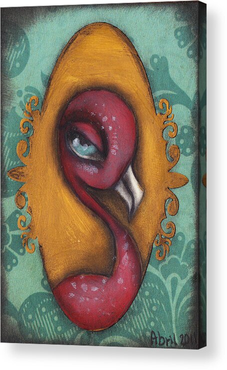 Flamingo Acrylic Print featuring the painting Audrey Mingo by Abril Andrade