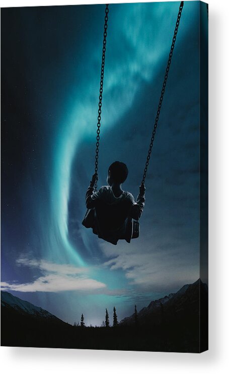 Aurora Acrylic Print featuring the photograph Inner Child Under the Northern Lights by Scott Slone