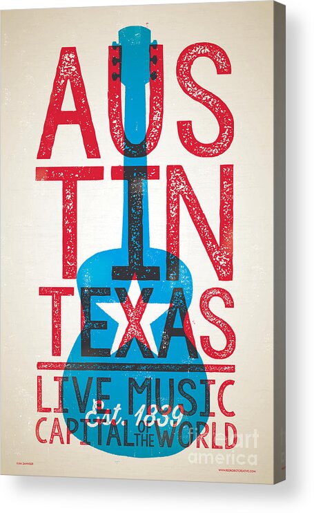 Guitars Acrylic Print featuring the digital art Austin Poster - Texas - Live Music by Jim Zahniser