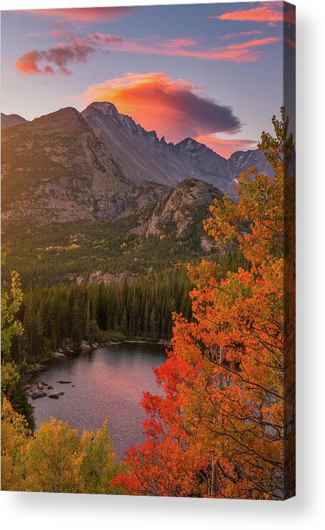 Sunrise Acrylic Print featuring the photograph Autumn Sunrise over Longs Peak by Darren White