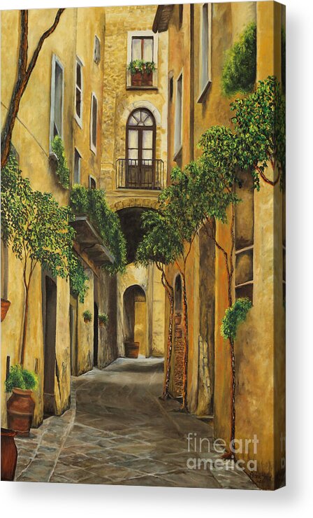 Italy Paintings Acrylic Print featuring the painting Back Street in Italy by Charlotte Blanchard