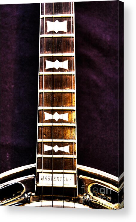 Gibson Acrylic Print featuring the photograph Gibson banjo Neck by Micah May