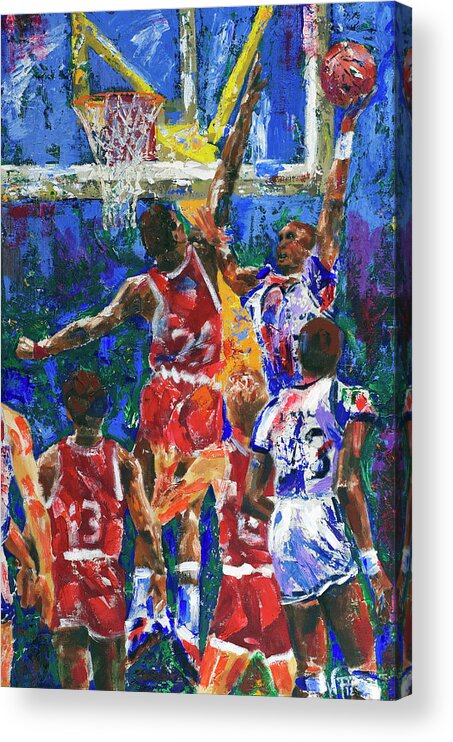 Basketball Acrylic Print featuring the painting BASKETBALL 1970s by Walter Fahmy