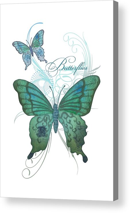 Butterfly Acrylic Print featuring the painting Beautiful butterflies n Swirls Modern Style by Audrey Jeanne Roberts