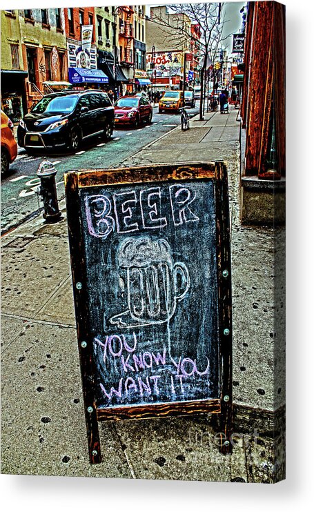 Beer Acrylic Print featuring the photograph Beer Sign by Sandy Moulder