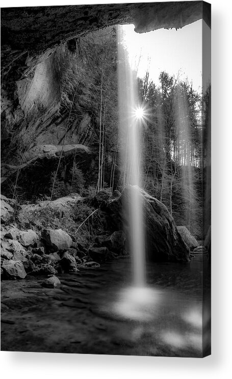 Ohio Acrylic Print featuring the photograph Behind the Lower Falls - Hocking Hills by Ron Pate
