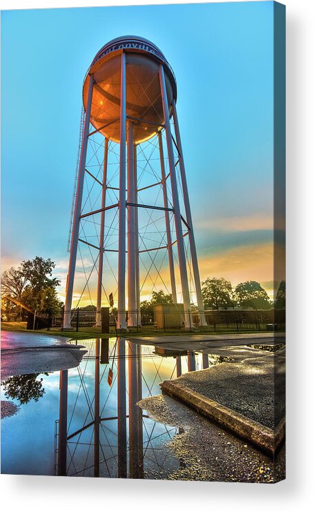 Bentonville Arkansas Acrylic Print featuring the photograph Bentonville Arkansas Water Tower After Rain by Gregory Ballos