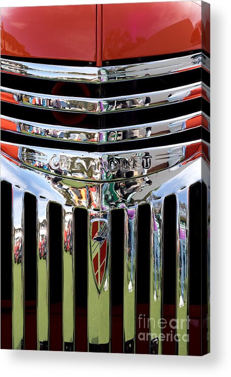 Chrome Acrylic Print featuring the photograph Chevrolet Grille 04 by Rick Piper Photography