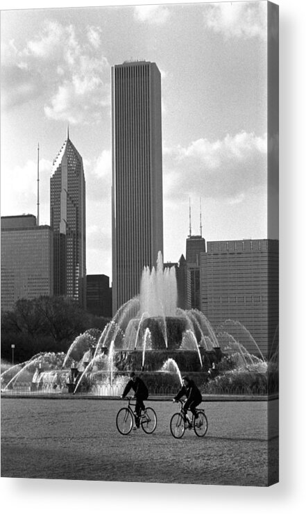 Black/white Acrylic Print featuring the photograph Bikers by Carol Neal-Chicago
