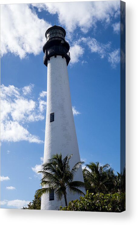Bill Baggs Cape Florida State Park Acrylic Print featuring the photograph Bill Baggs Lighthouse Cape Florida State Park Palm Trees by Toby McGuire