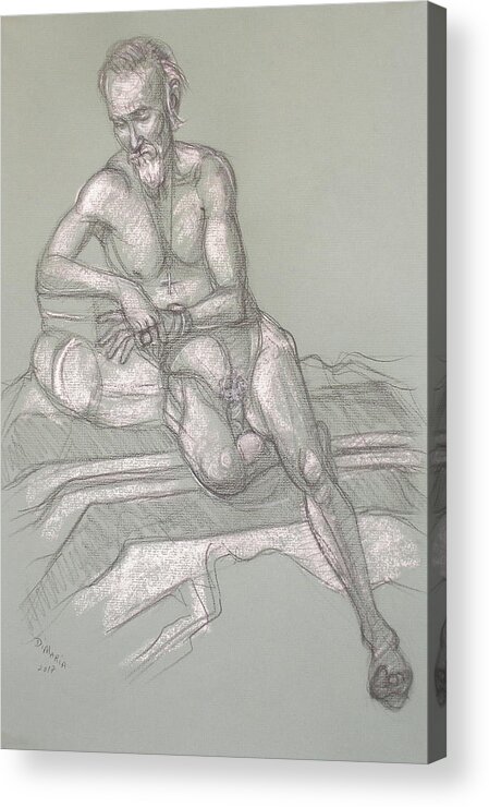 Realism Acrylic Print featuring the drawing Bill C Reclining by Donelli DiMaria
