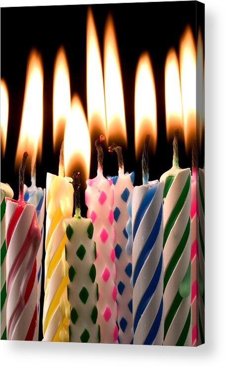Flame Acrylic Print featuring the photograph Birthday candles by Garry Gay