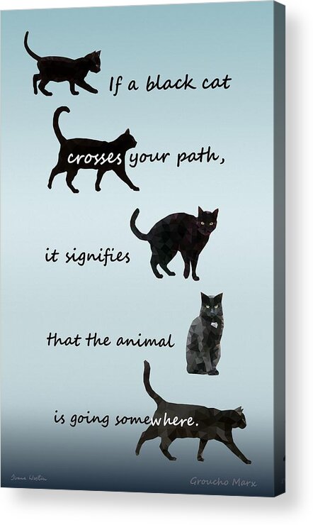 Skepticism Acrylic Print featuring the digital art Black cat crossing by Ivana Westin