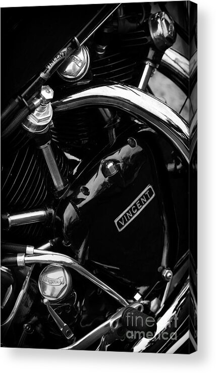 Hrd Vincent Acrylic Print featuring the photograph Black Vincent Engine by Tim Gainey