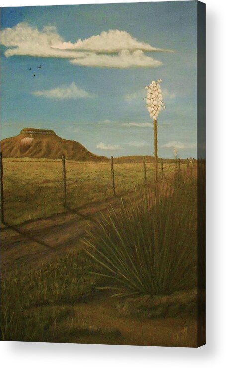 Yucca Acrylic Print featuring the painting Bloomin' Yucca by Sheri Keith