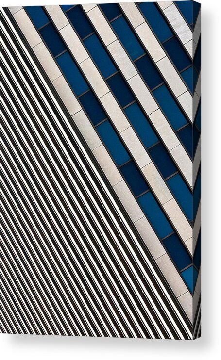 Cincinnati Acrylic Print featuring the photograph Blue and White Diagonals by Keith Allen