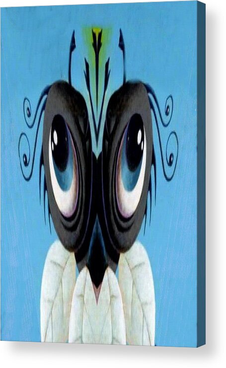 Grey Acrylic Print featuring the digital art Blue Boy by Mary Russell