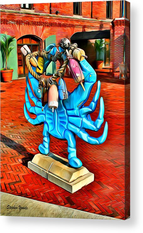 Crab Acrylic Print featuring the digital art Blue Crab by Stephen Younts
