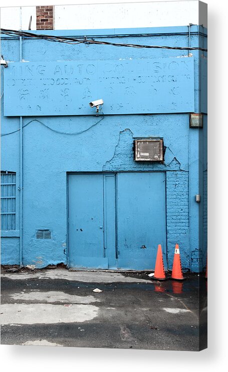 Blue Acrylic Print featuring the photograph blue tuesday I - with pylons by Kreddible Trout