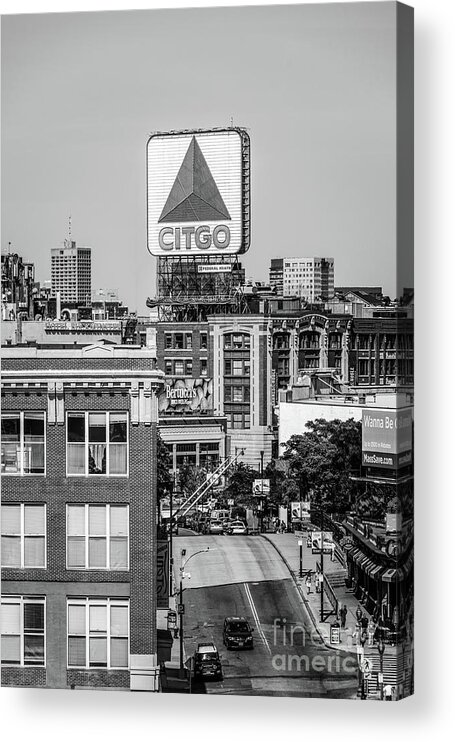 America Acrylic Print featuring the photograph Boston Citgo Sign Black and White Photo by Paul Velgos