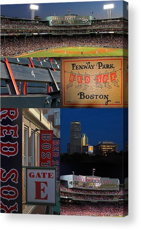 Red Sox Acrylic Print featuring the photograph Boston Red Sox and Fenway Park Collage by Juergen Roth