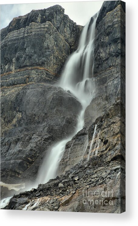 Bow Glacier Falls Acrylic Print featuring the photograph Bow Glacier Waterfall Portrait by Adam Jewell