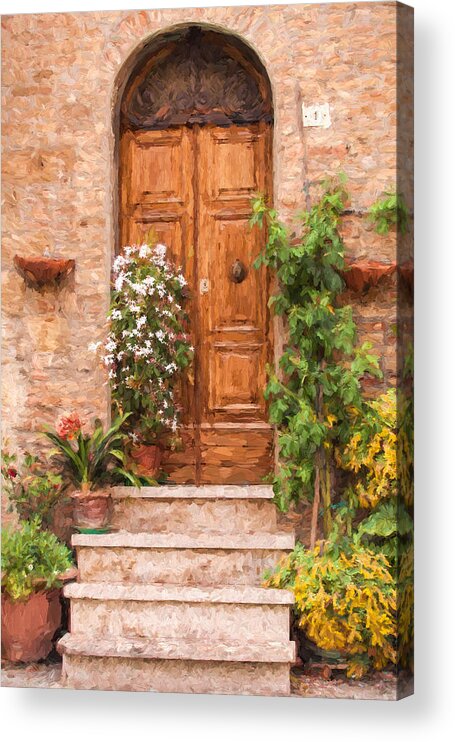 Cortona Acrylic Print featuring the painting Brown Door of Tuscany by David Letts