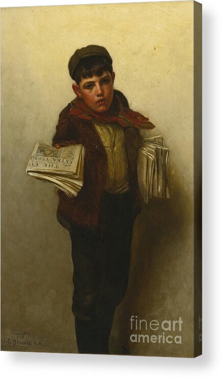 John George Brown 1831 - 1913 Ust Out Acrylic Print featuring the painting Brown by MotionAge Designs