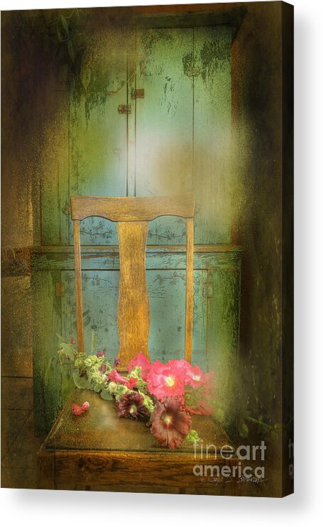 Our Town Acrylic Print featuring the photograph Brown Straight Back Chair by Craig J Satterlee