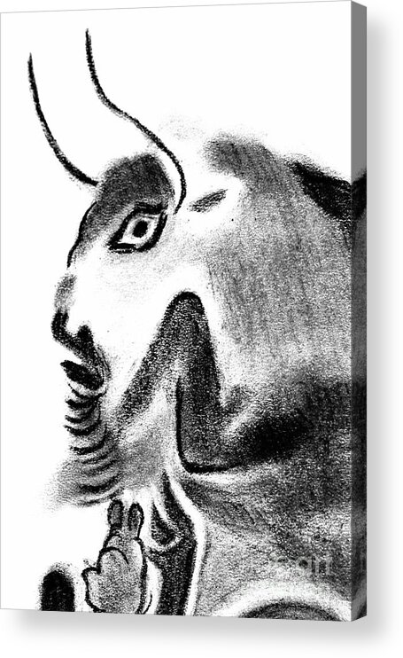 Bull Acrylic Print featuring the drawing Bull by Michal Boubin